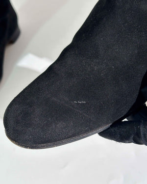 Hermes Black Suede Her Collier De Chien Knee High Flat Boots Size 39-15