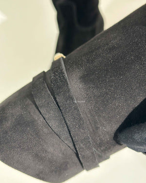 Hermes Black Suede Her Collier De Chien Knee High Flat Boots Size 39-19