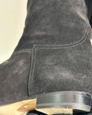 Hermes Black Suede Her Collier De Chien Knee High Flat Boots Size 39-23