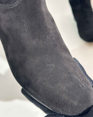 Hermes Black Suede Her Collier De Chien Knee High Flat Boots Size 39-24