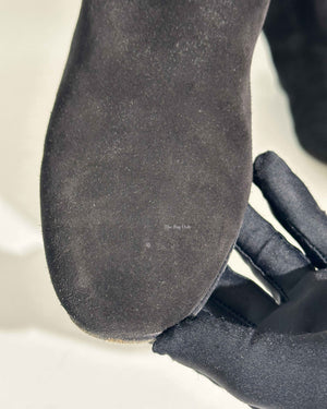 Hermes Black Suede Her Collier De Chien Knee High Flat Boots Size 39-25