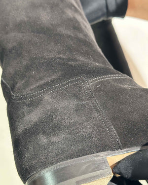 Hermes Black Suede Her Collier De Chien Knee High Flat Boots Size 39-26