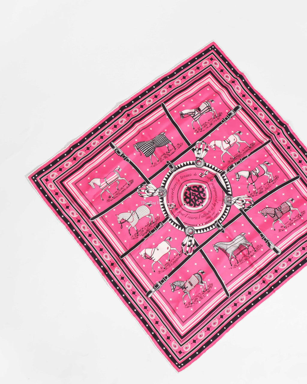 Hermes Pink Couvertures et Tenues de Jour Silk Scarf 55-1