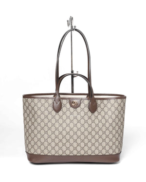 Gucci Beige and Ebony GG Supreme Canvas Ophidia Medium Tote Bag-2