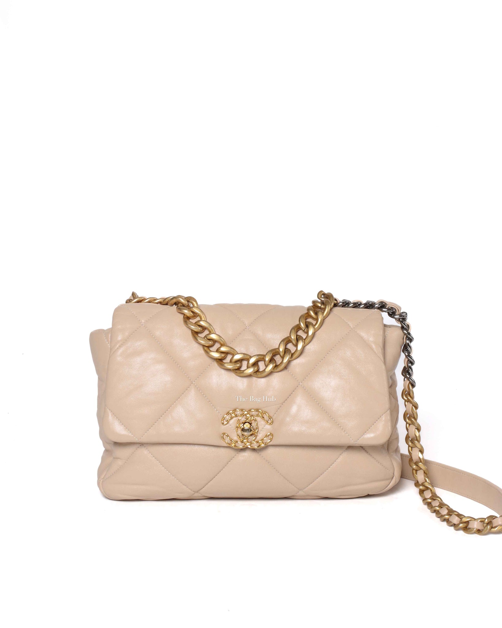 Chanel Beige Lambskin Large C19 Flsp Bag-2