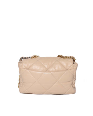Chanel Beige Lambskin Large C19 Flsp Bag-3