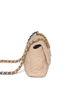 Chanel Beige Lambskin Large C19 Flsp Bag-4