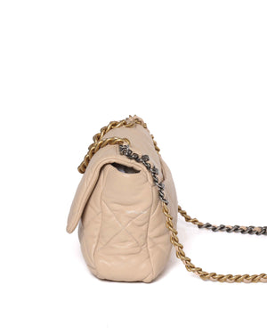 Chanel Beige Lambskin Large C19 Flsp Bag-5