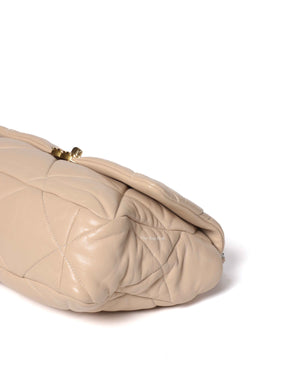 Chanel Beige Lambskin Large C19 Flsp Bag-8