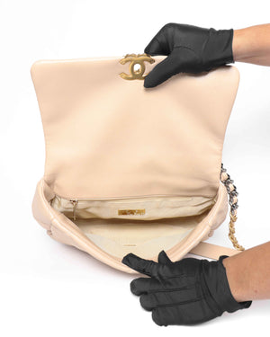 Chanel Beige Lambskin Large C19 Flsp Bag-11