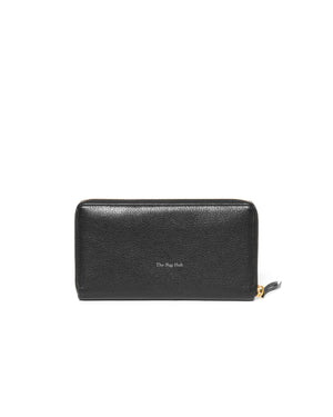 Balenciaga Black Leather Metallic Edge Long Zipped Around Wallet-3