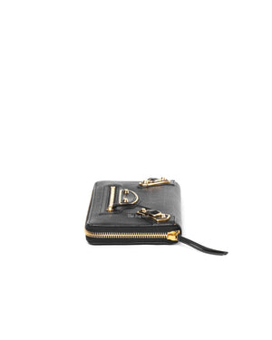 Balenciaga Black Leather Metallic Edge Long Zipped Around Wallet-5