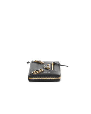 Balenciaga Black Leather Metallic Edge Long Zipped Around Wallet-4