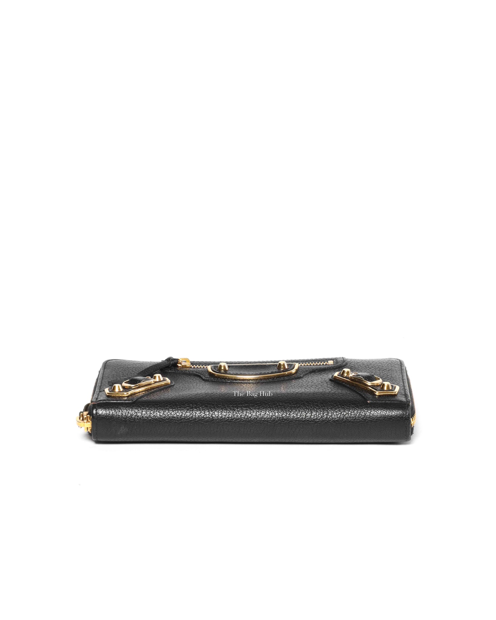 Balenciaga Black Leather Metallic Edge Long Zipped Around Wallet-6