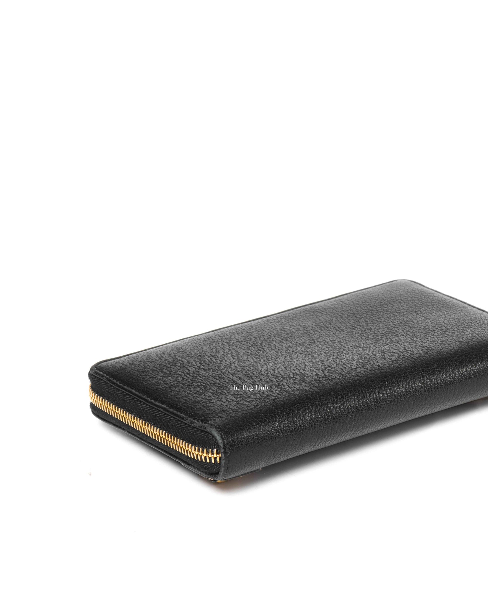 Balenciaga Black Leather Metallic Edge Long Zipped Around Wallet-9