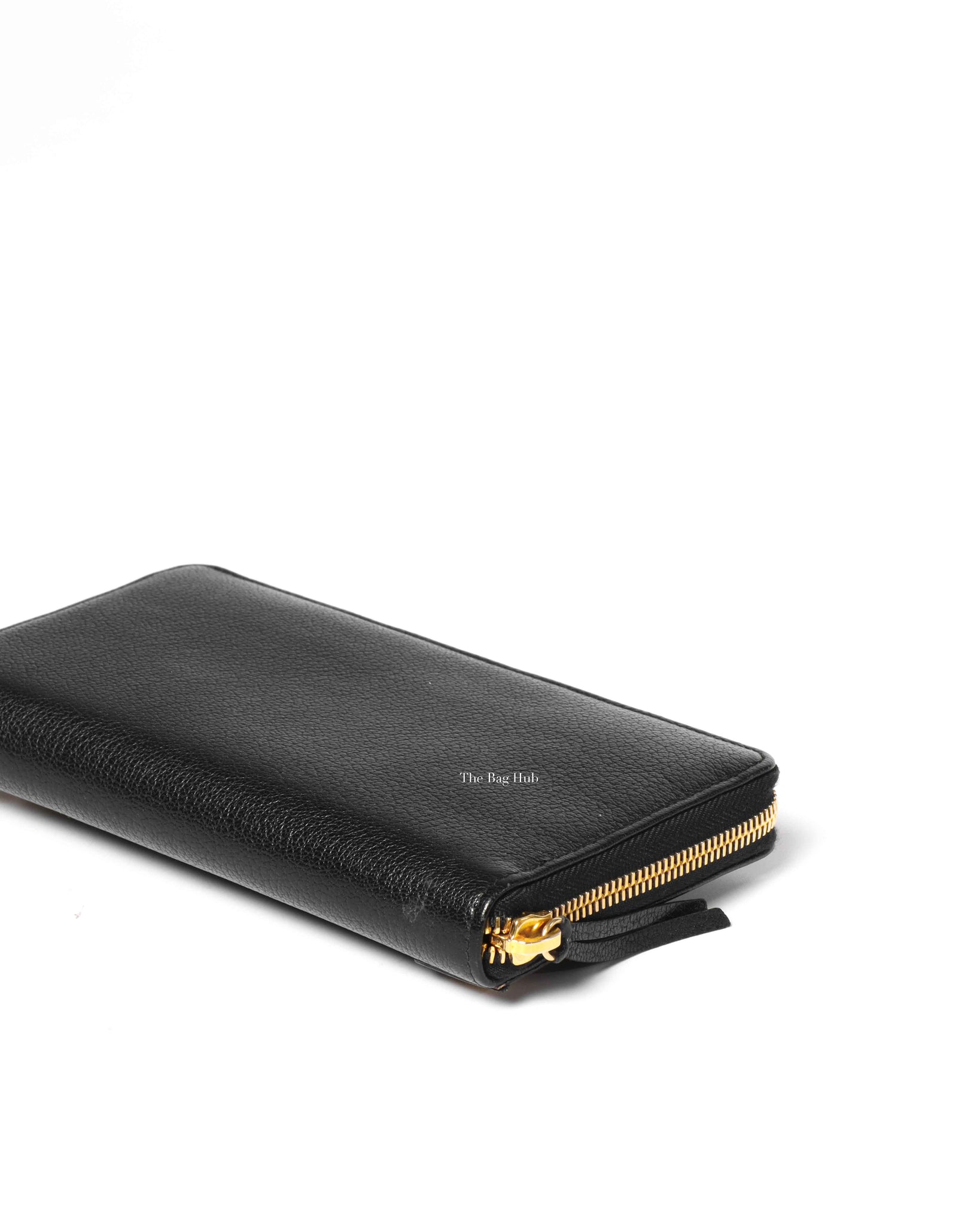 Balenciaga Black Leather Metallic Edge Long Zipped Around Wallet-10