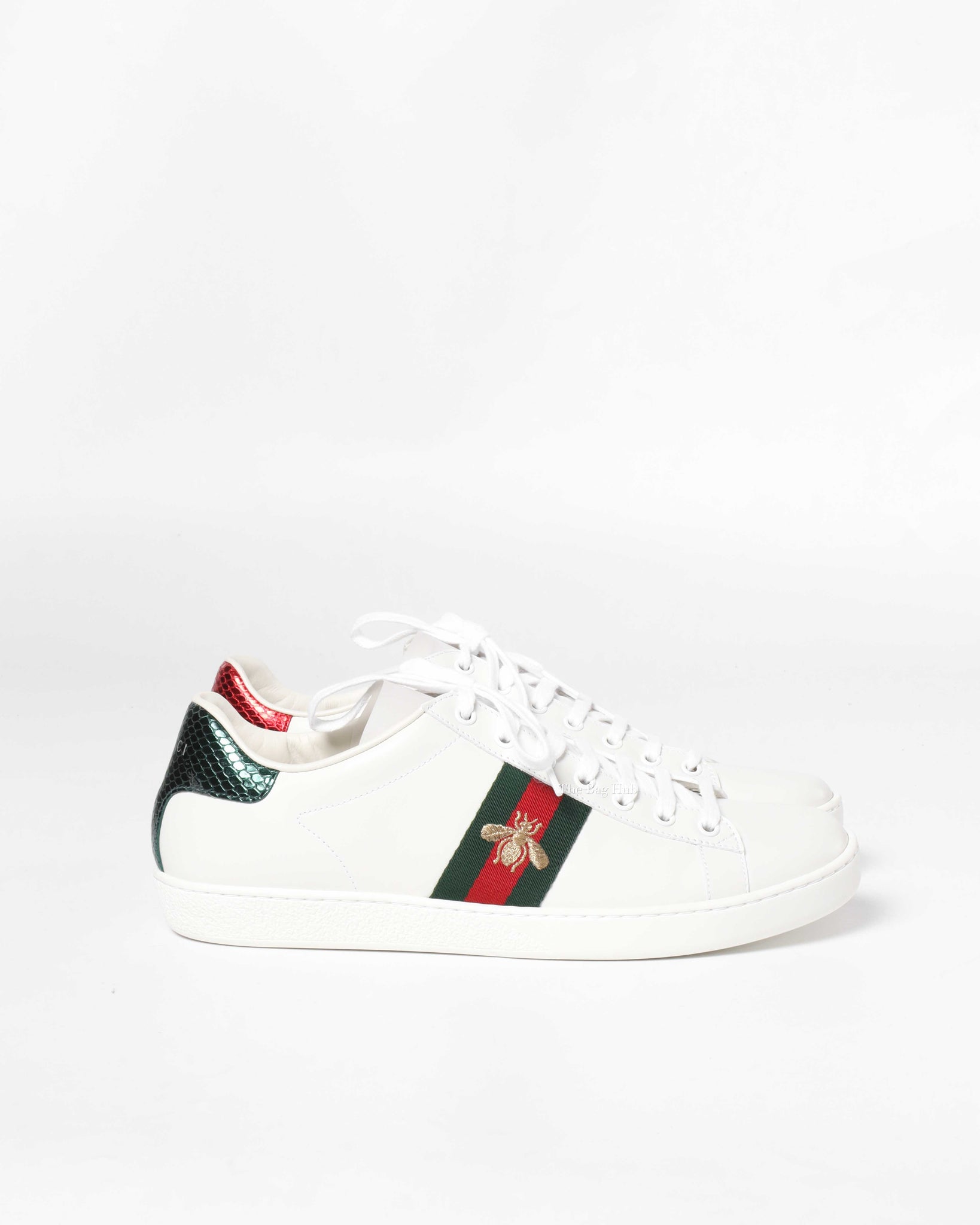 Gucci White Leather Women's Ace Bee Web Sneakers Size 42