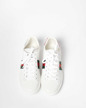Gucci White Leather Women's Ace Bee Web Sneakers Size 42