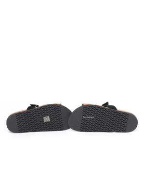 Hermes Rose Perle/Noir Suede Goatskin Chypre Sandals Size 37