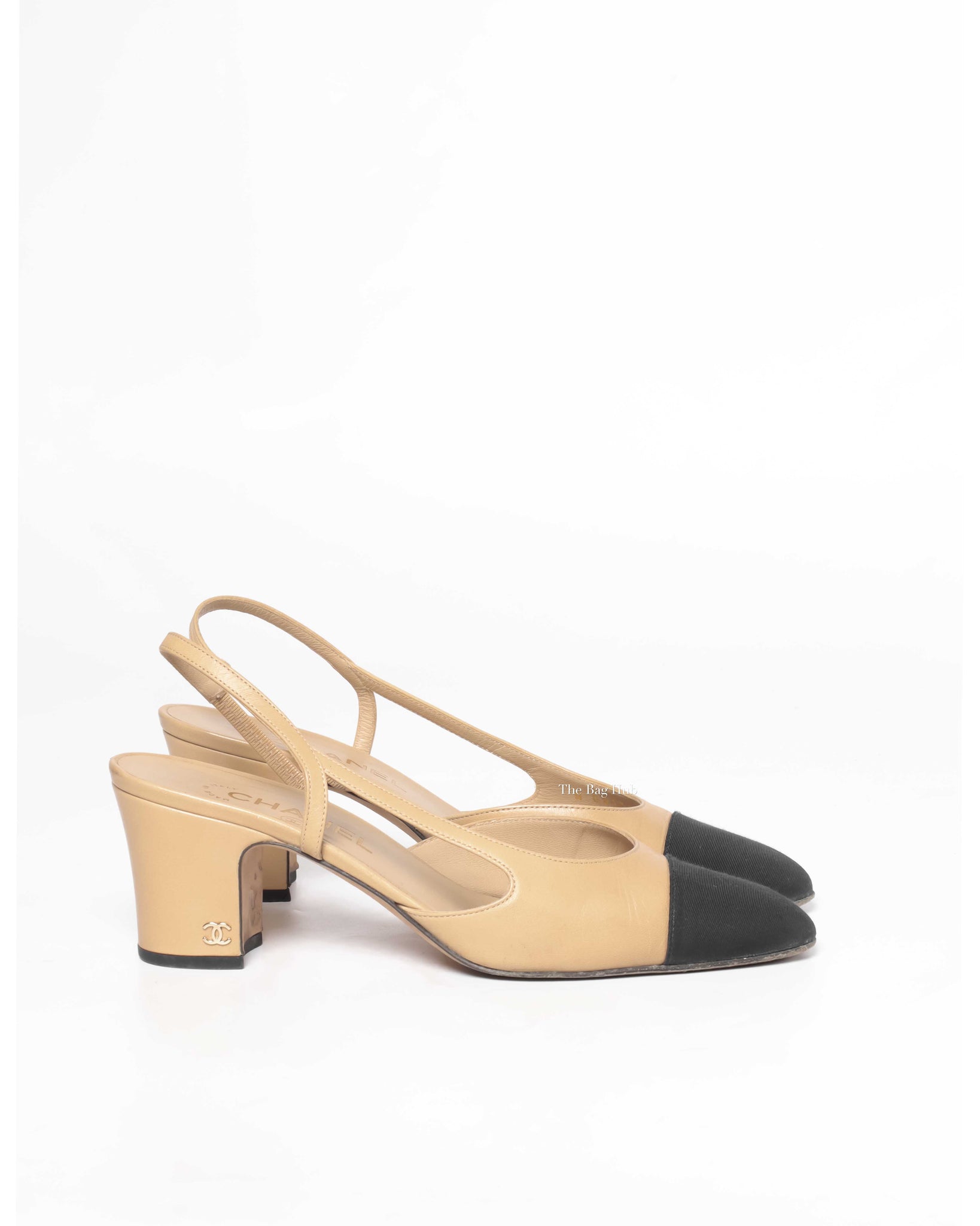 Chanel Beige Black Lambskin Coco Slingback Size 39C Designer Brand chanel-beige-black-lambskin-coco-slingback-size-39c-designer-brand