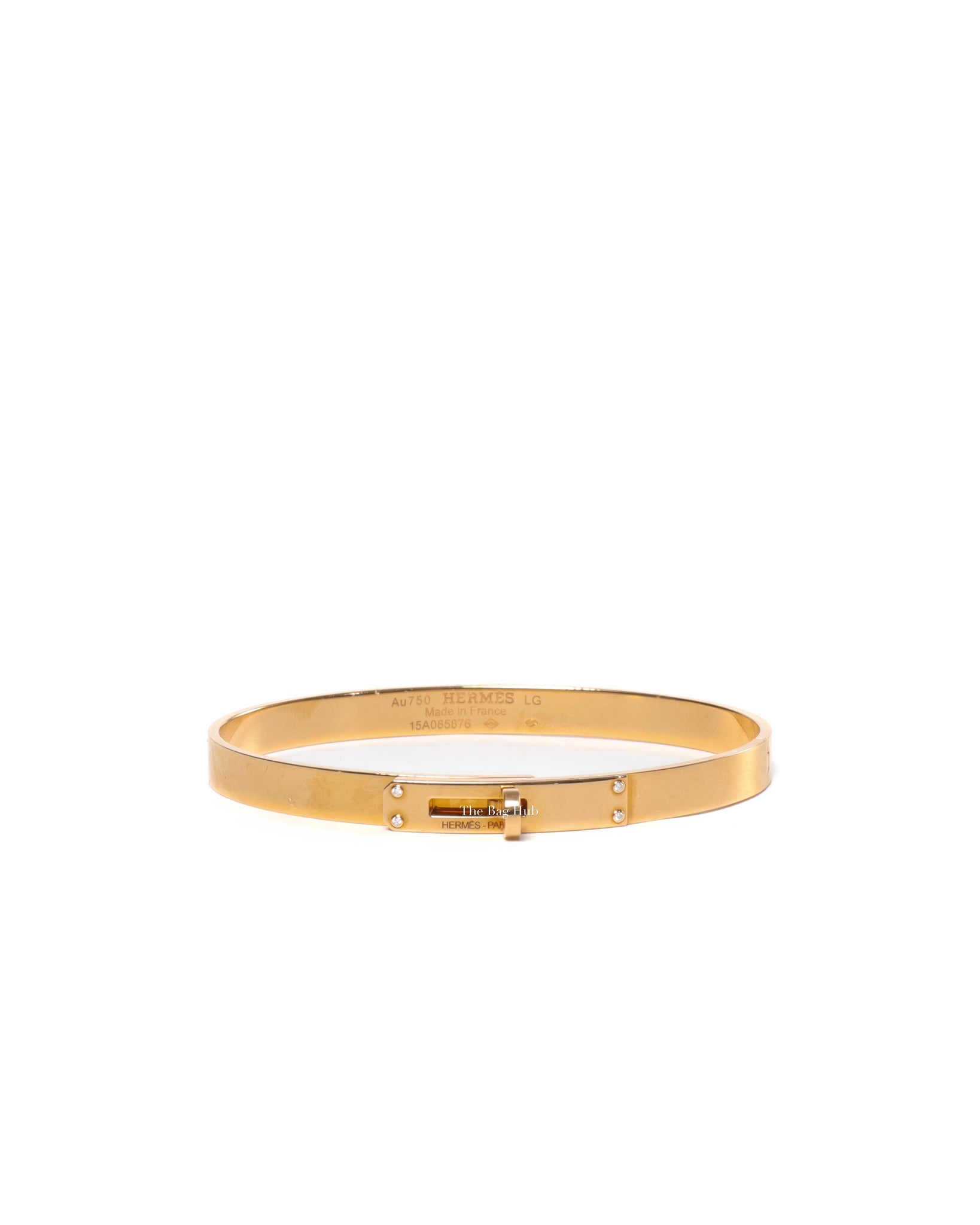 Hermes 18K Rose Gold Kelly Small Bracelet with Four Diamonds-3