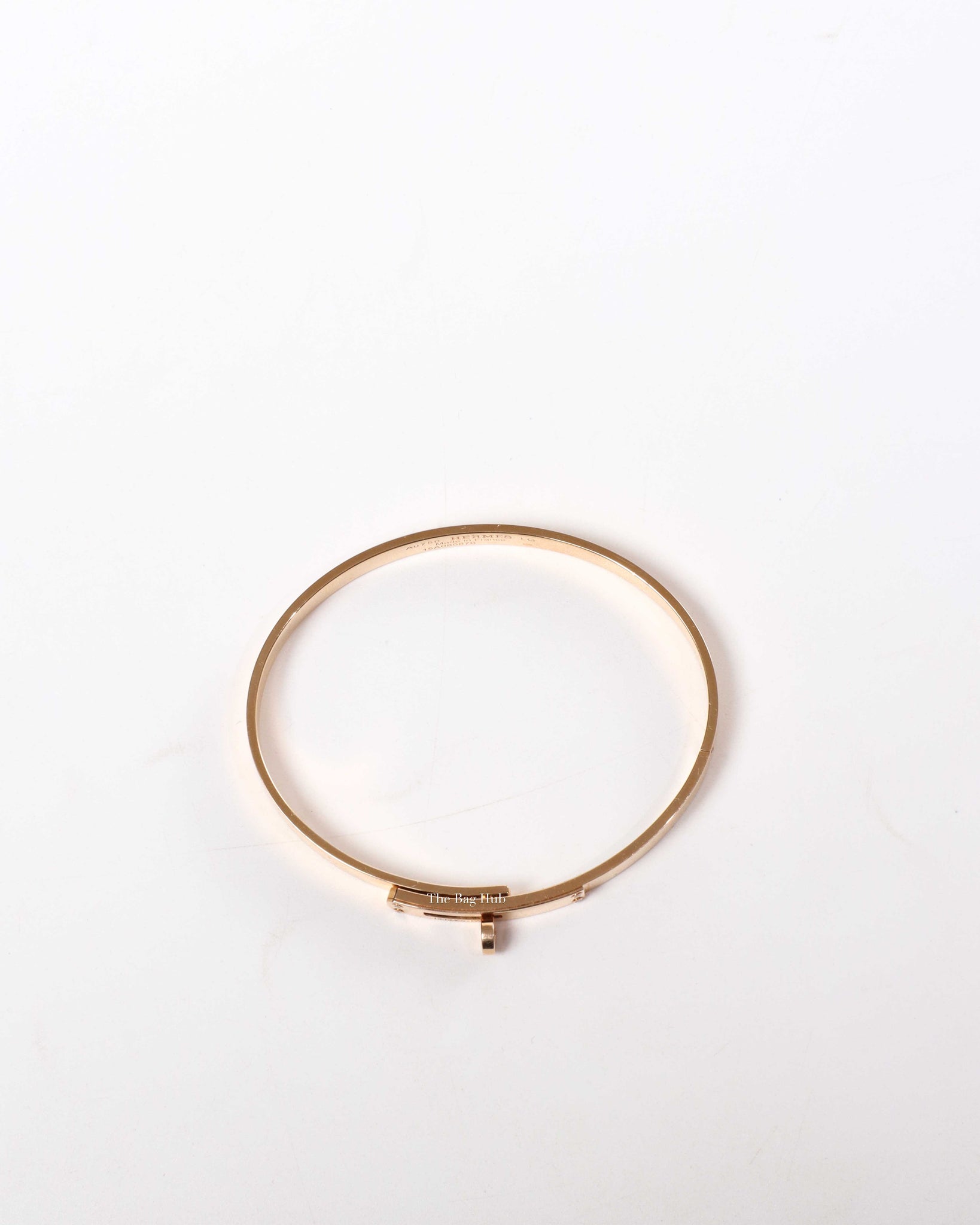 Hermes 18K Rose Gold Kelly Small Bracelet with Four Diamonds-4