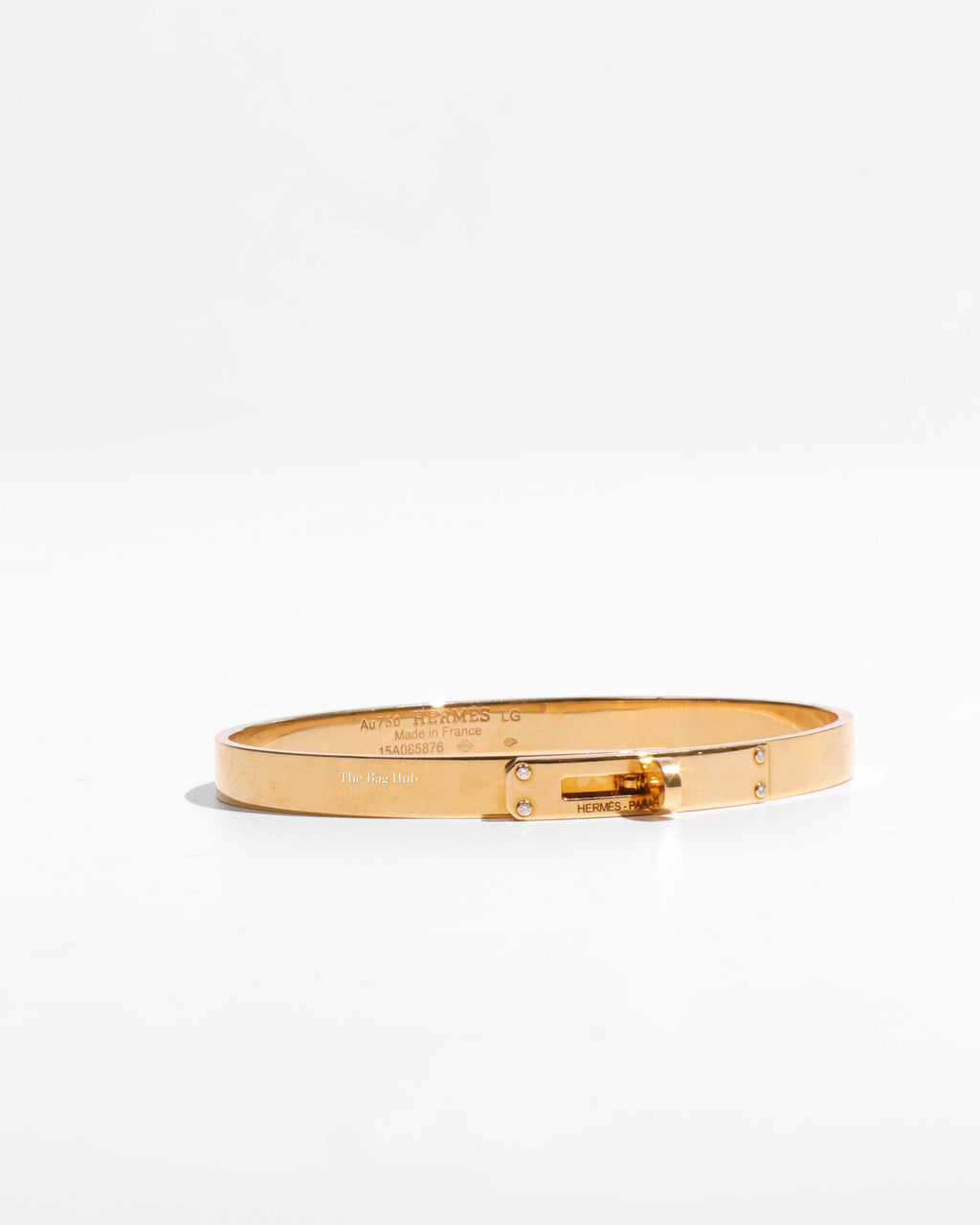 Hermes 18K Rose Gold Kelly Small Bracelet with Four Diamonds-1