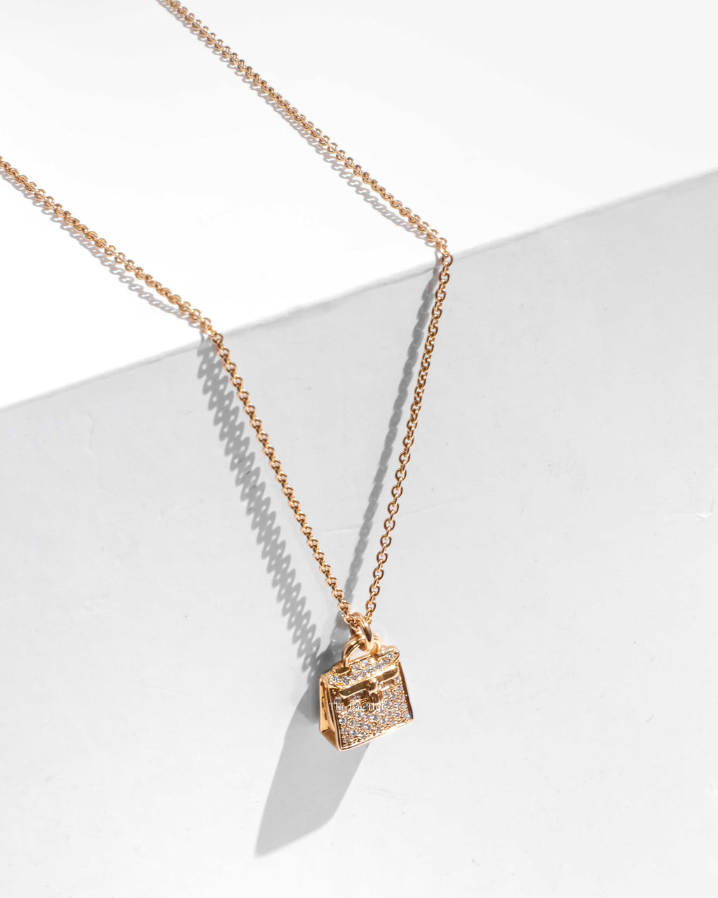 Hermes 18K Rose Gold Kelly Bag Pendant and Necklace with Diamonds-1