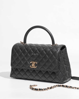Chanel Black Caviar Medium Coco Handle Flap Shoulder Bag