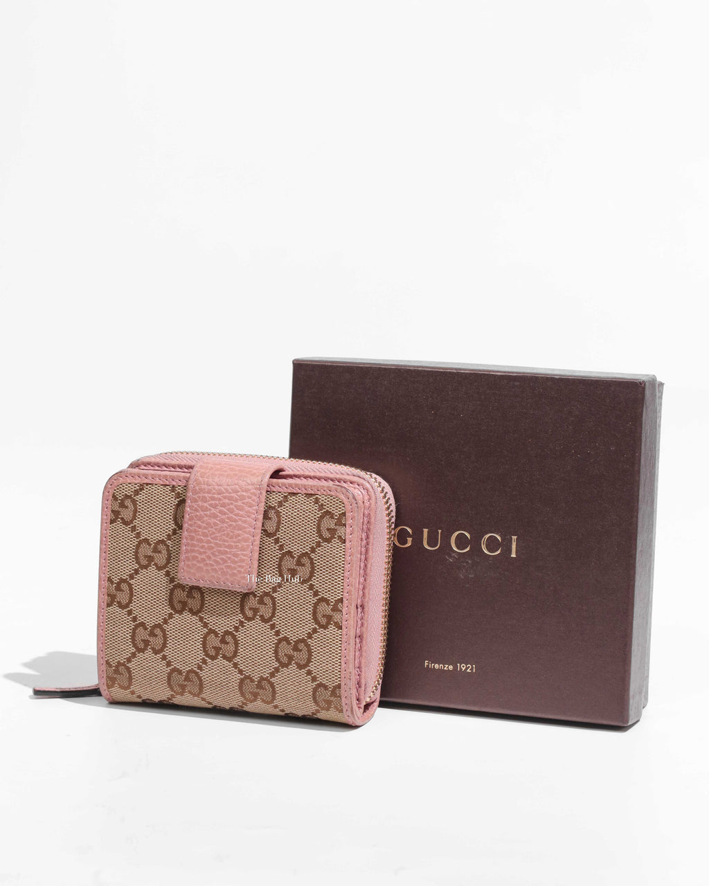 Gucci Pink/Beige GG Supreme Canvas Bifold Wallet-1