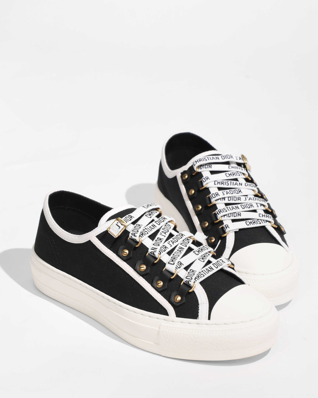 Christian Dior Black/White Canvas Dot Walk'N'Dior Low Top Sneakers Size 36