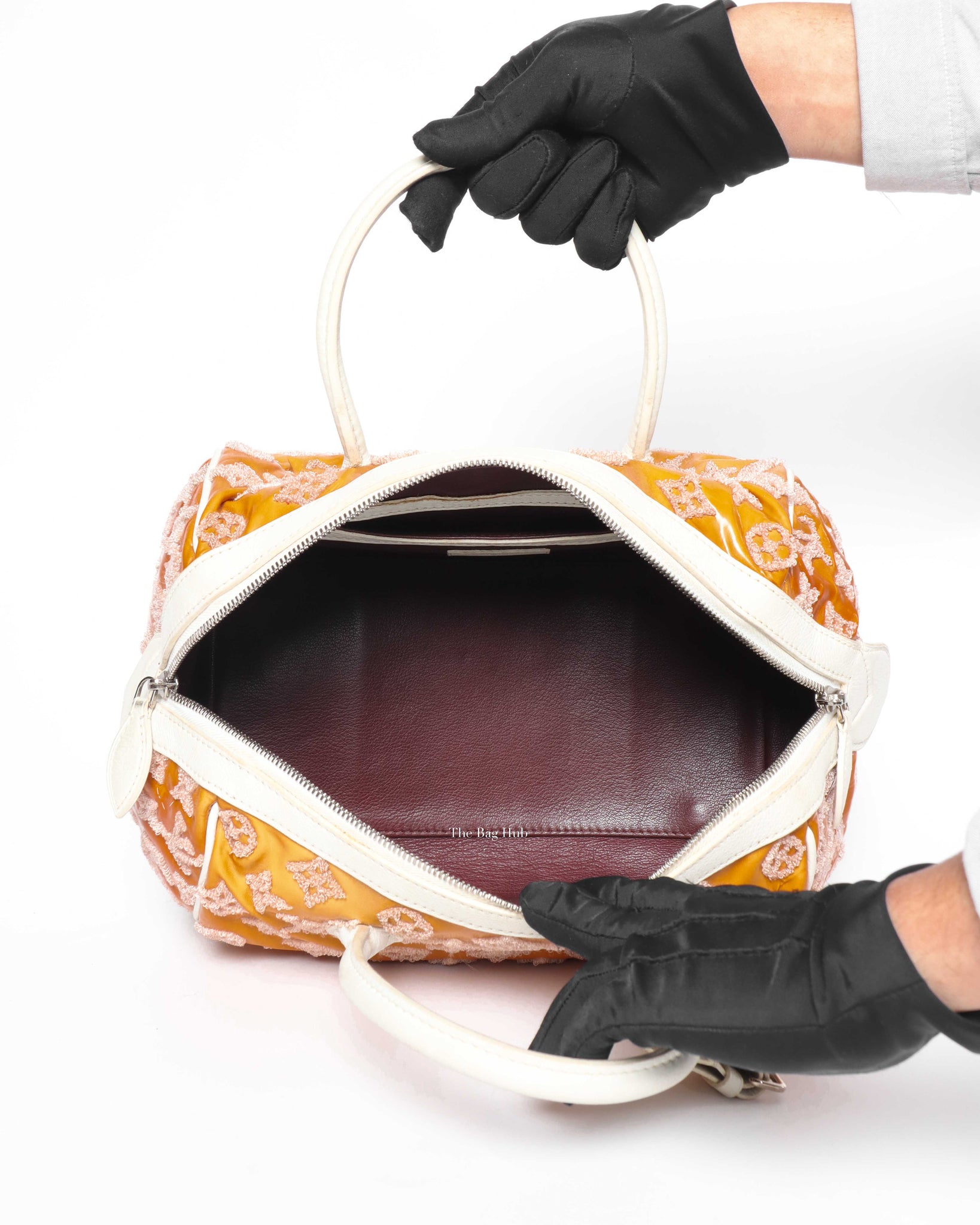 Louis Vuitton Orange/White Limited Edition Rose Monogram Bouclettes Speedy Round Bag