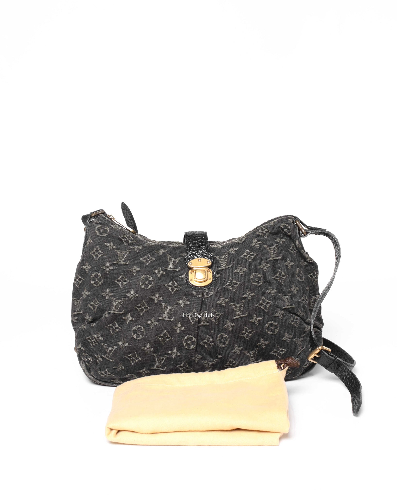 Louis Vuitton Black Denim Slightly Hobo Bag-13
