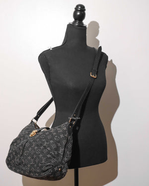 Louis Vuitton Black Denim Slightly Hobo Bag-12