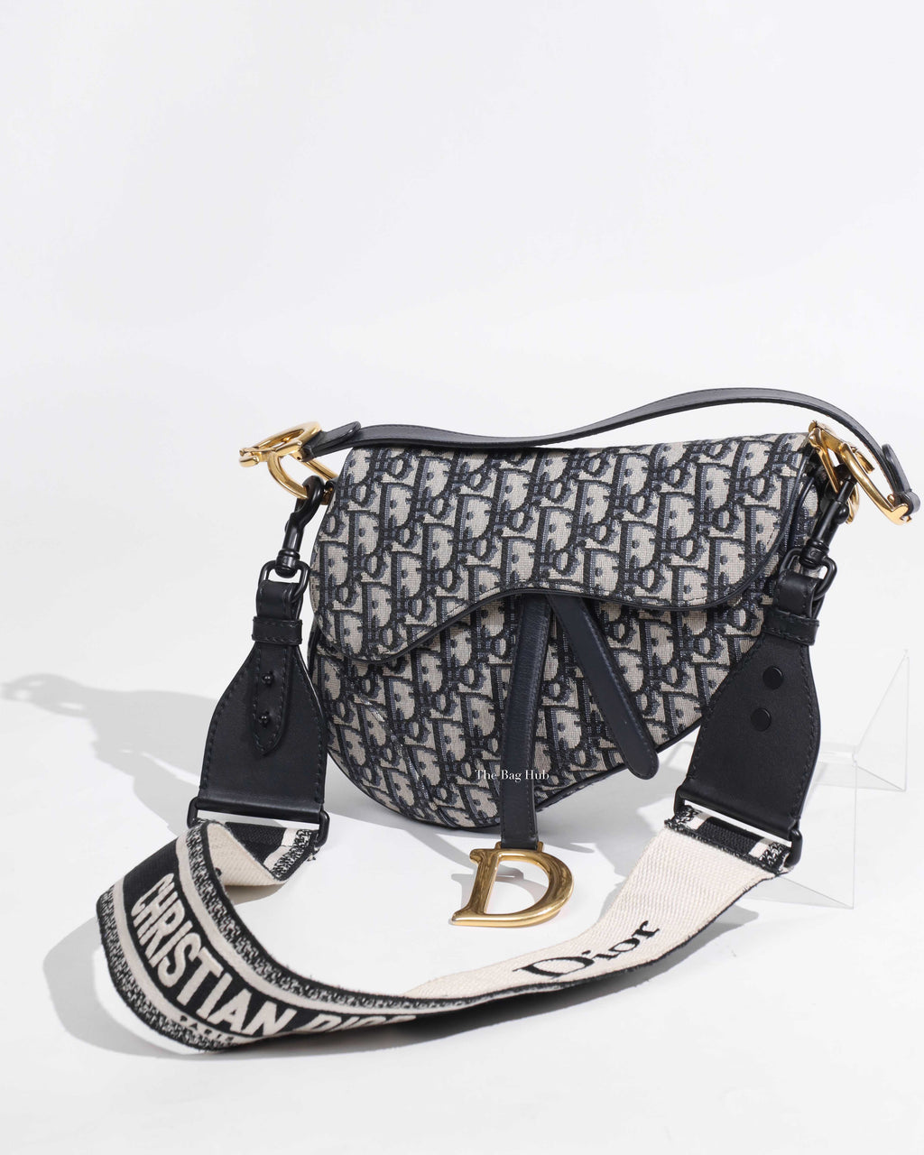 Christian Dior Blue Oblique Saddle Bag with Extra Shoulder Strap-1