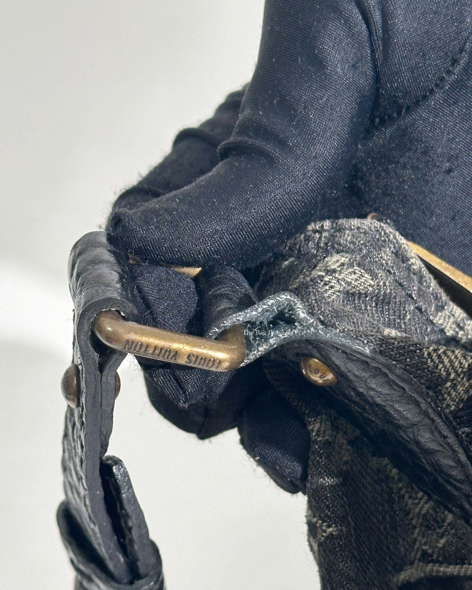 Louis Vuitton Black Denim Slightly Hobo Bag-14