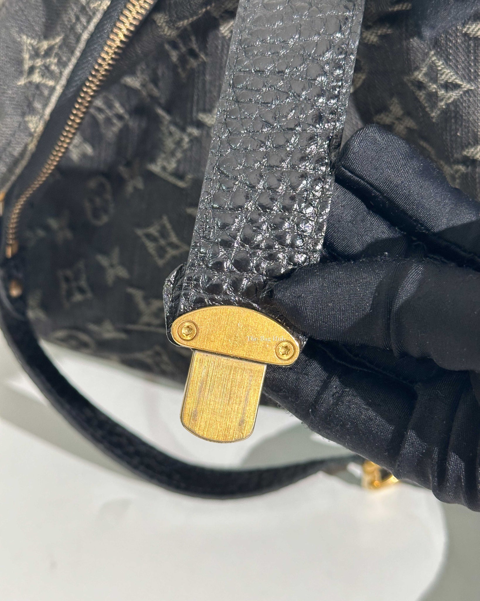 Louis Vuitton Black Denim Slightly Hobo Bag-18