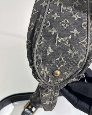 Louis Vuitton Black Denim Slightly Hobo Bag-19