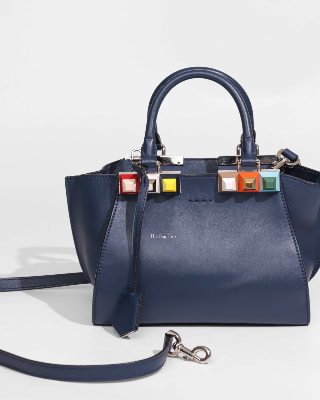 Fendi Navy Blue Leather 3Jours Studded Mini Bag-1