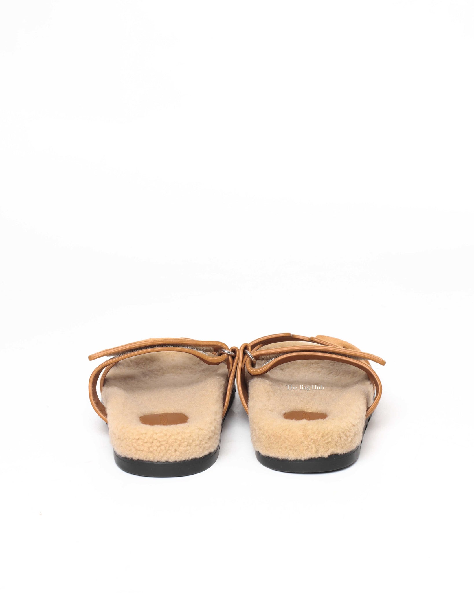 Hermes Light Tan Suede with Shearling Chypre Sandals Size 39