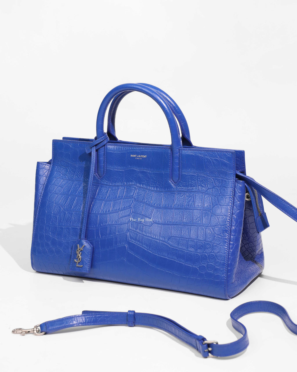 Saint Laurent Blue Croc Embossed Cabas Rive Gauche Bag-1