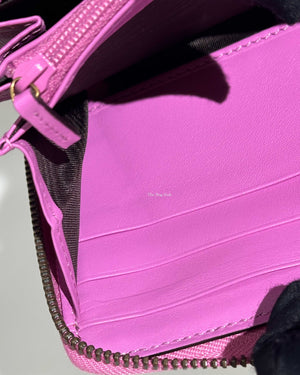 Gucci Purple Leather GG Marmont Zip Around Wallet