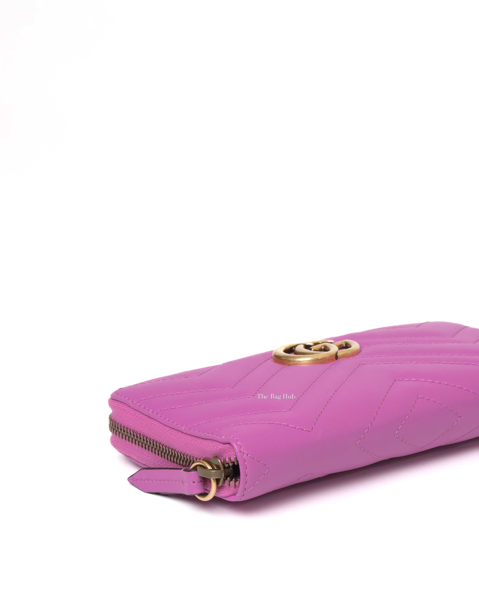 Gucci Purple Leather GG Marmont Zip Around Wallet