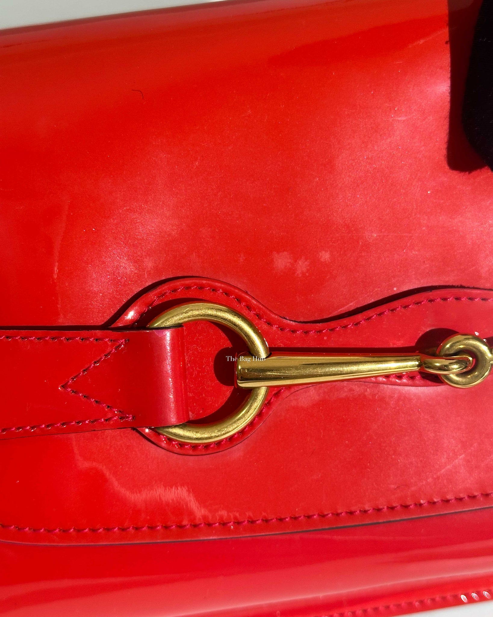 Gucci Red/Orange Patent Leather Bright Bit Clutch-17
