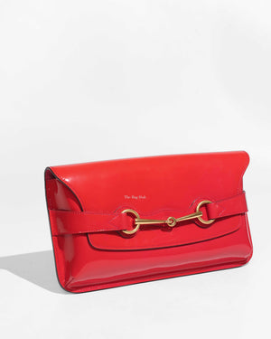 Gucci Red/Orange Patent Leather Bright Bit Clutch-1