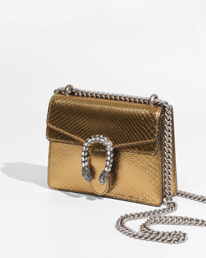 Gucci Gold Python Jewel Embellished Mini Dionysus Crossbody Bag-1