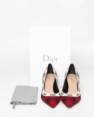 Dior Red/Black Tartan Print J'adior Pumps Size 40-9