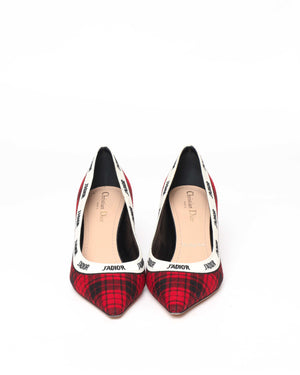 Dior Red/Black Tartan Print J'adior Pumps Size 40-3