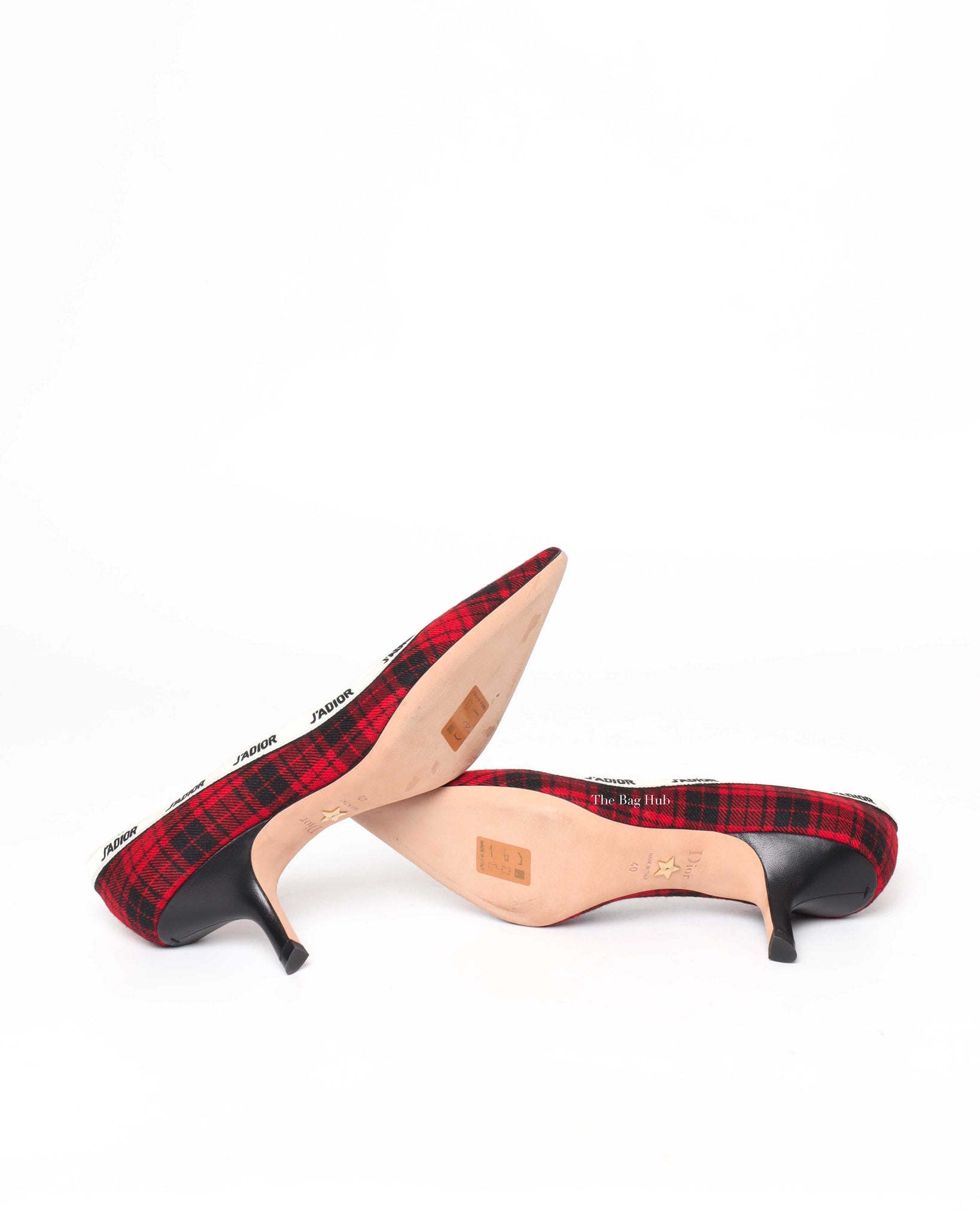 Dior Red/Black Tartan Print J'adior Pumps Size 40-8