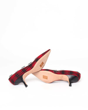 Dior Red/Black Tartan Print J'adior Pumps Size 40-8